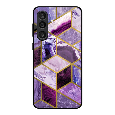 Purple Rhombus Marble Glass Case for Samsung Galaxy M56 5G