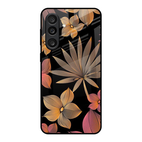 Lines Pattern Flowers Glass Case for Samsung Galaxy M56 5G