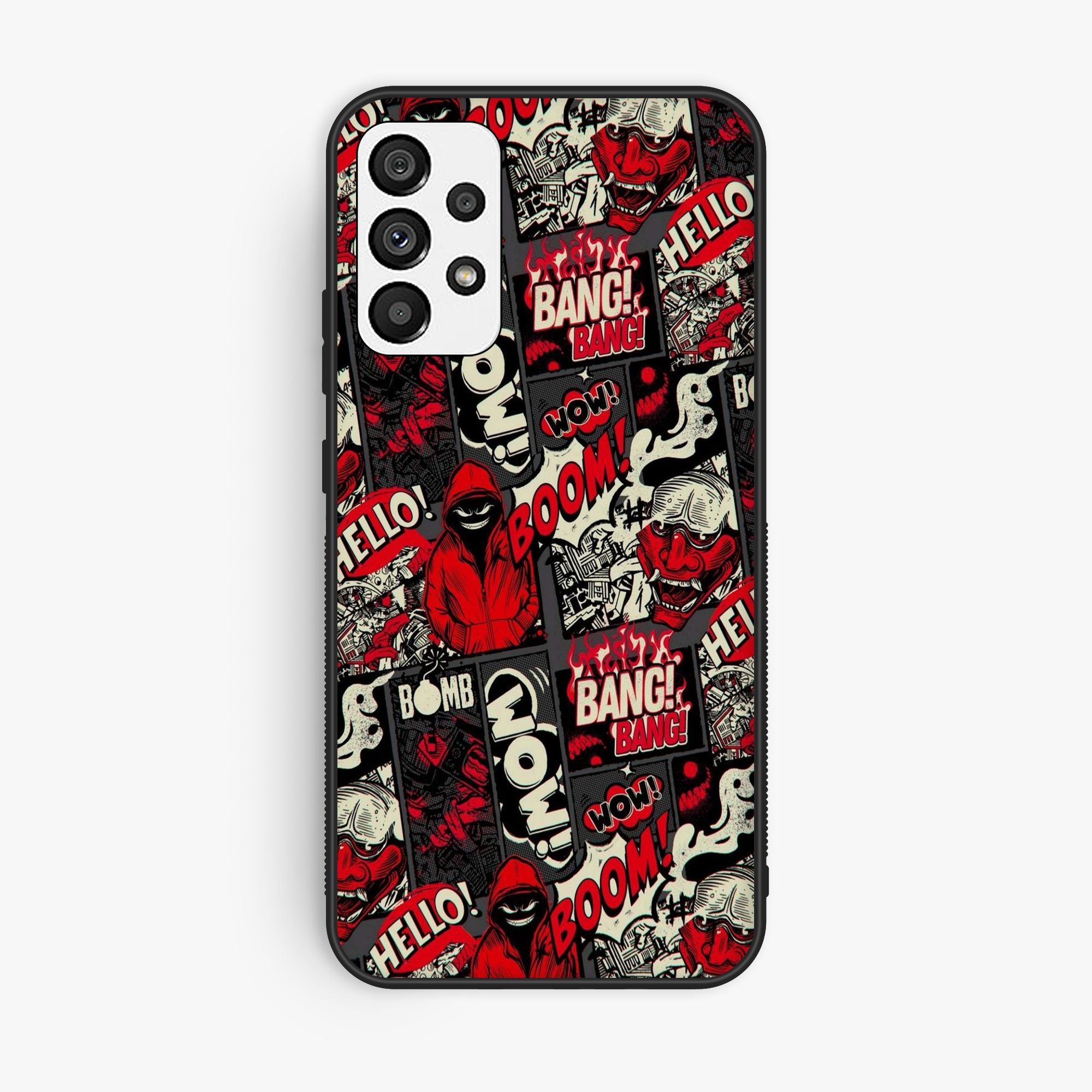 Samsun A72 A Pattern Of Red And Premium Metal Printed Soft Bumper Shock Proof Case