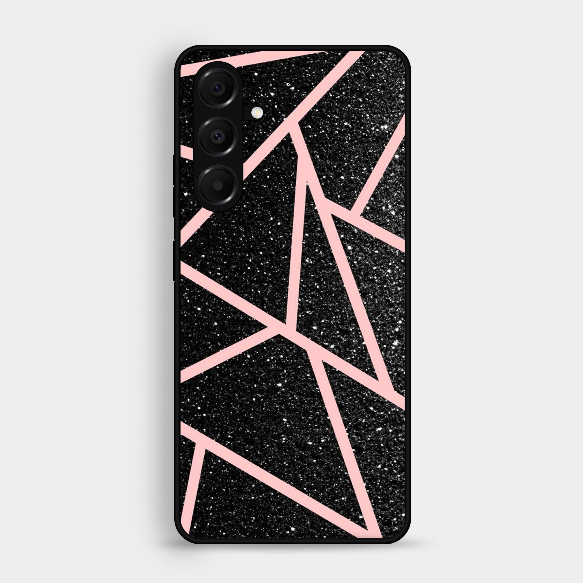 Samsung Samsung Galaxy A05s Black Sparkle Glitter With RoseGold Lines Premium Metal Printed soft Bumper shock Proof Case