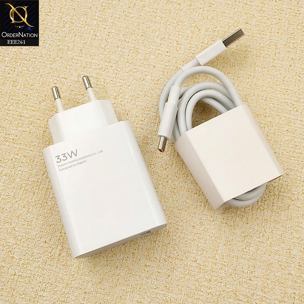 Xiaomi 33W Turbo Fast Charger with Type-C Cable – Ultra-Fast Charging - White