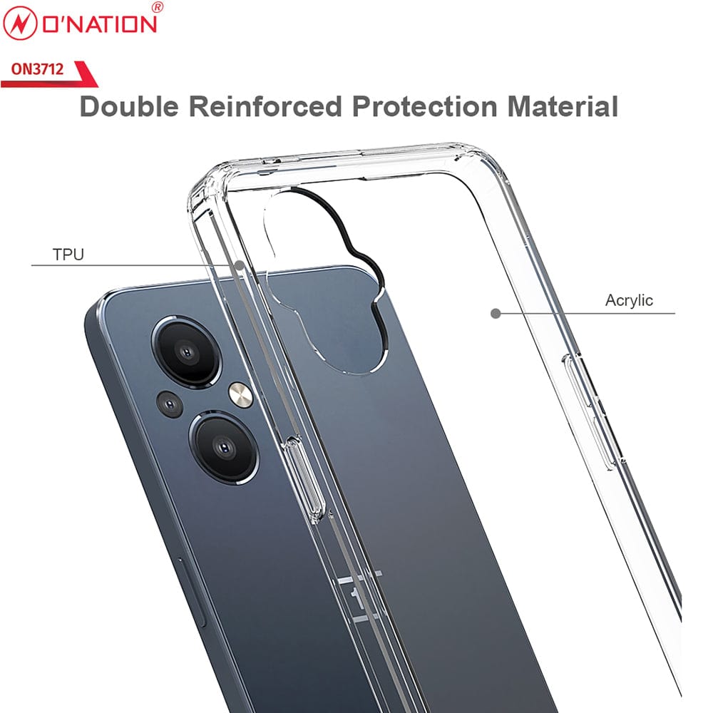 Oppo F21 Pro 5G Cover - ONation Crystal Series - Premium Quality Clear Case No Yellowing Back With Smart Shockproof Cushions