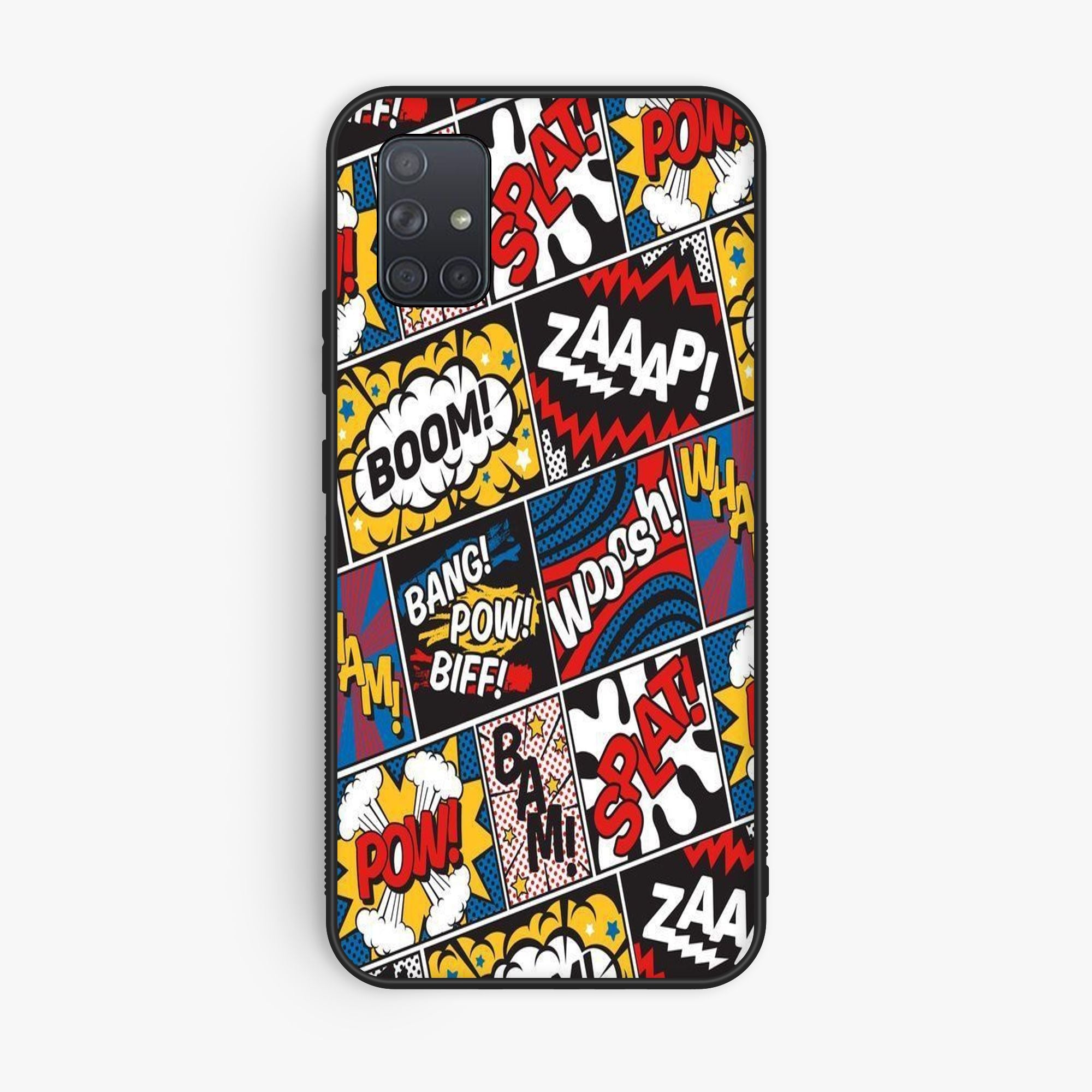 Samsung Galaxy A51 Comic Book Cover Pattern Premium Metal Printed Soft Bumper Shock Proof Case