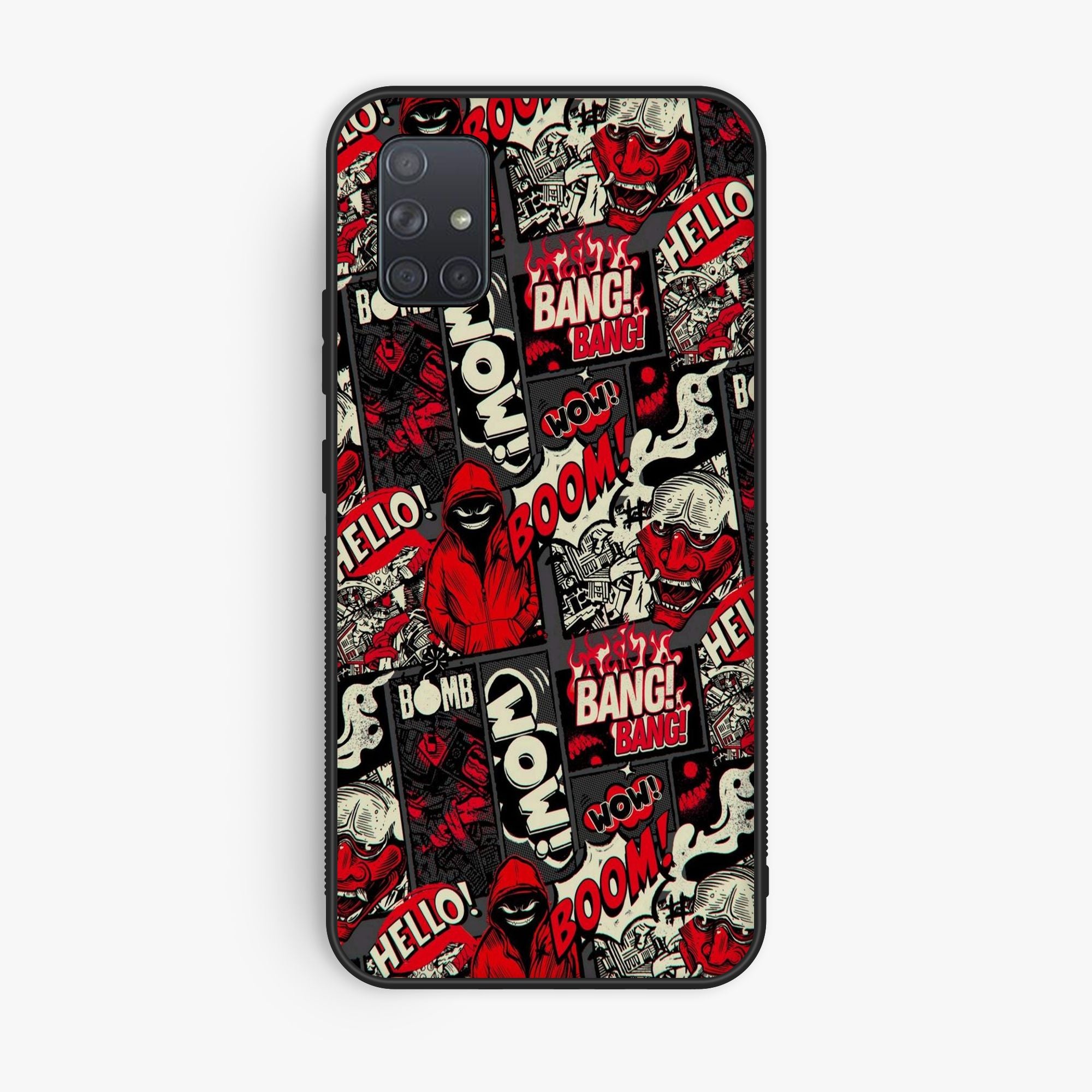 Samsung Galaxy A51 A Pattern Of Red And Premium Metal Printed Soft Bumper Shock Proof Case
