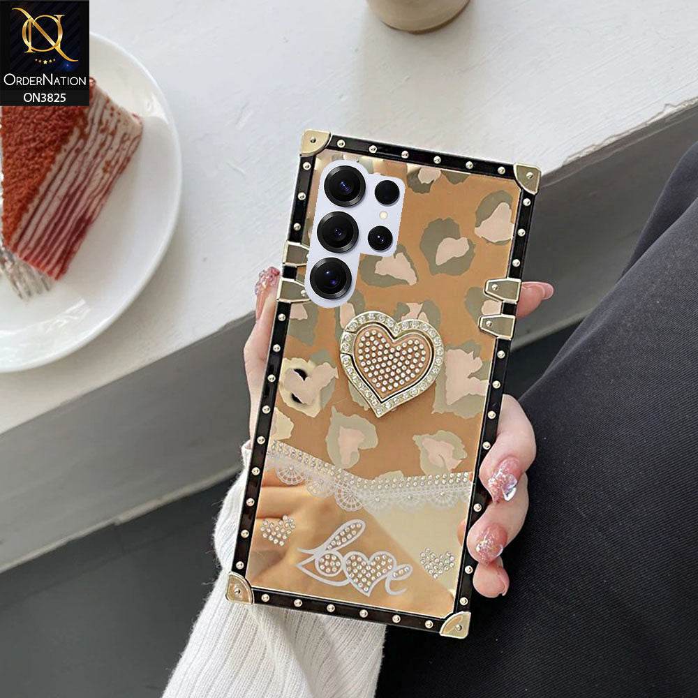 Samsung Galaxy S25 Ultra Cover - Design5 - Heart Bling Diamond Glitter Soft TPU Trunk Case With Ring Holder