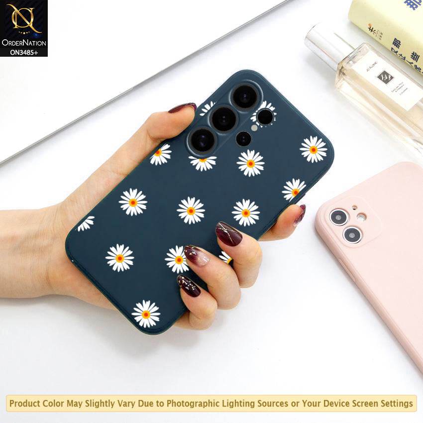 Samsung Galaxy S25 Ultra Cover - ONation Daisy Series - HQ Liquid Silicone Elegant Colors Camera Protection Soft Case Design2