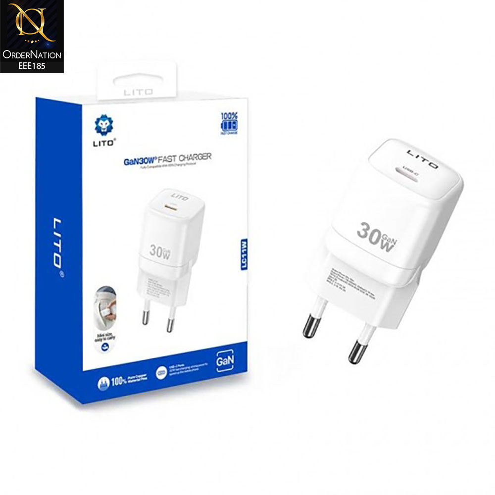 Lito LC11W Gan30W Type-C Fast Charger - white