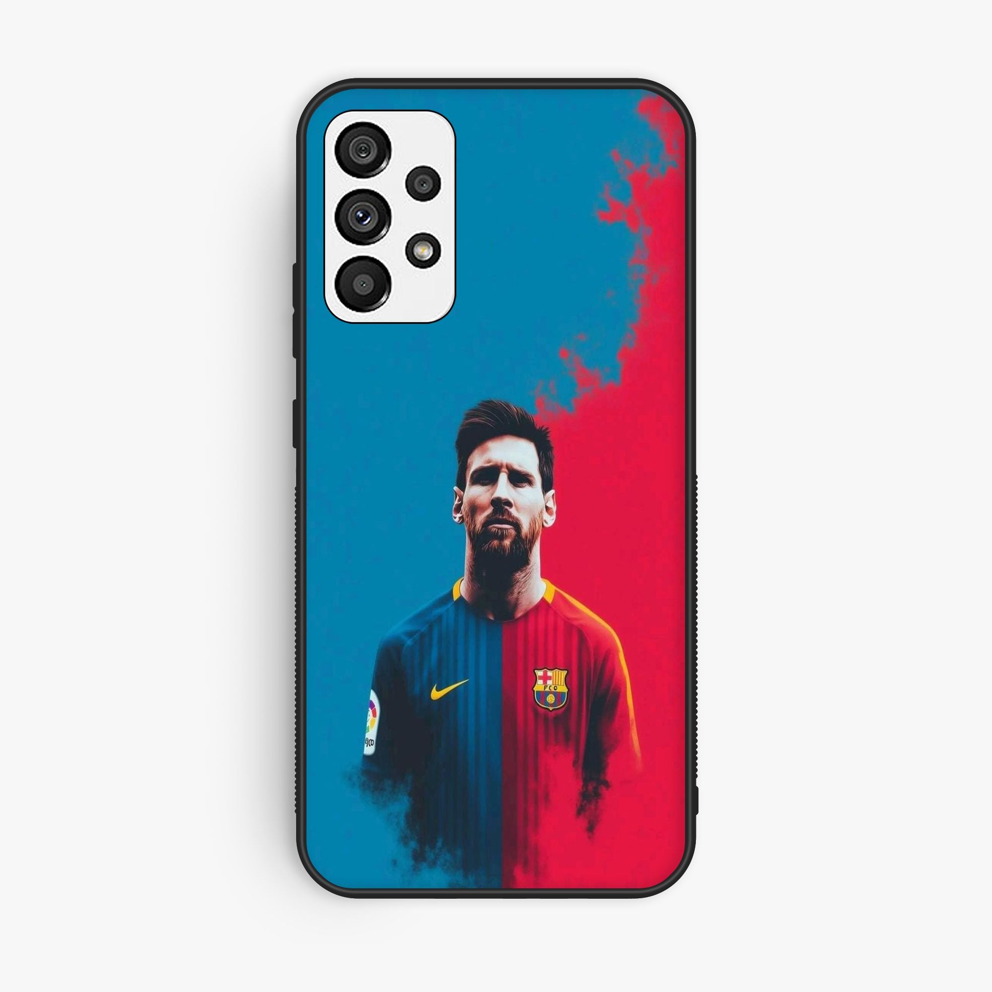 Samsun A72 Lionel Var, Barcelona Fc, Premium Metal Printed Soft Bumper Shock Proof Case