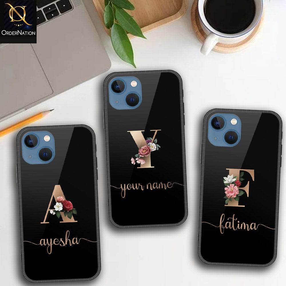 iPhone 13 Cover - Personalized Alphabet Series - HQ Ultra Shine Premium Infinity Glass Soft Silicon Borders Case Design1