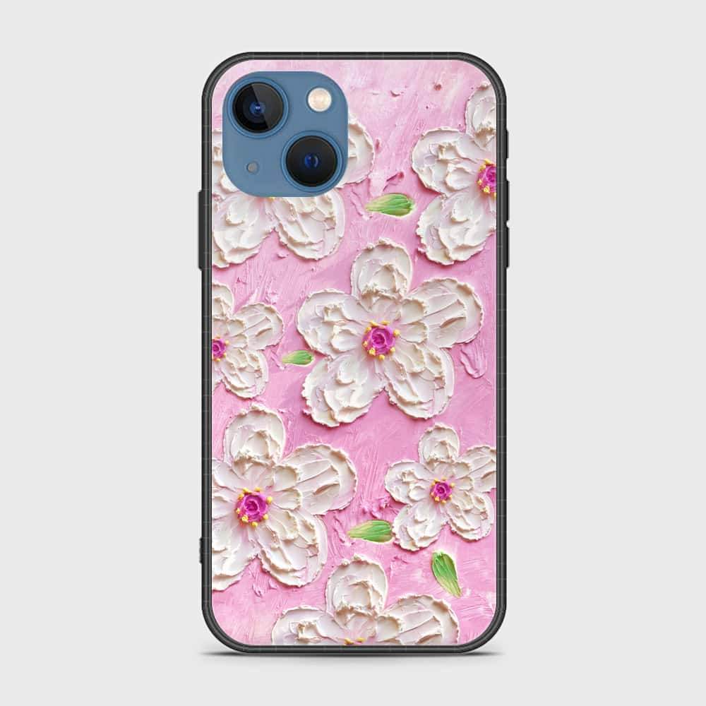 iPhone 13 Cover - Floral Series - Design 5 - Pink & White - HQ Ultra Shine Premium Infinity Glass Soft Silicon Borders Case