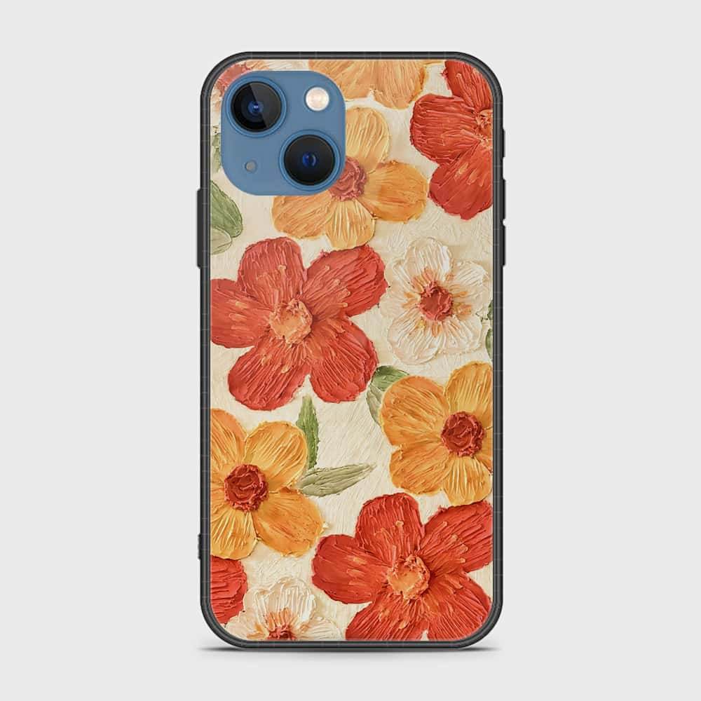 iPhone 13 Cover - Floral Series - Design 6 - Red & Orange - HQ Ultra Shine Premium Infinity Glass Soft Silicon Borders Case