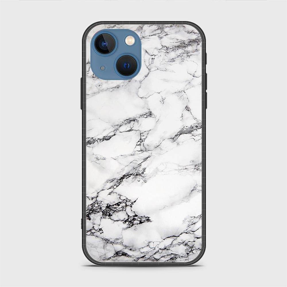 iPhone 13 Cover - White Marble Series - HQ Ultra Shine Premium Infinity Glass Soft Silicon Borders Case Rounded Corner Style Design1 G59