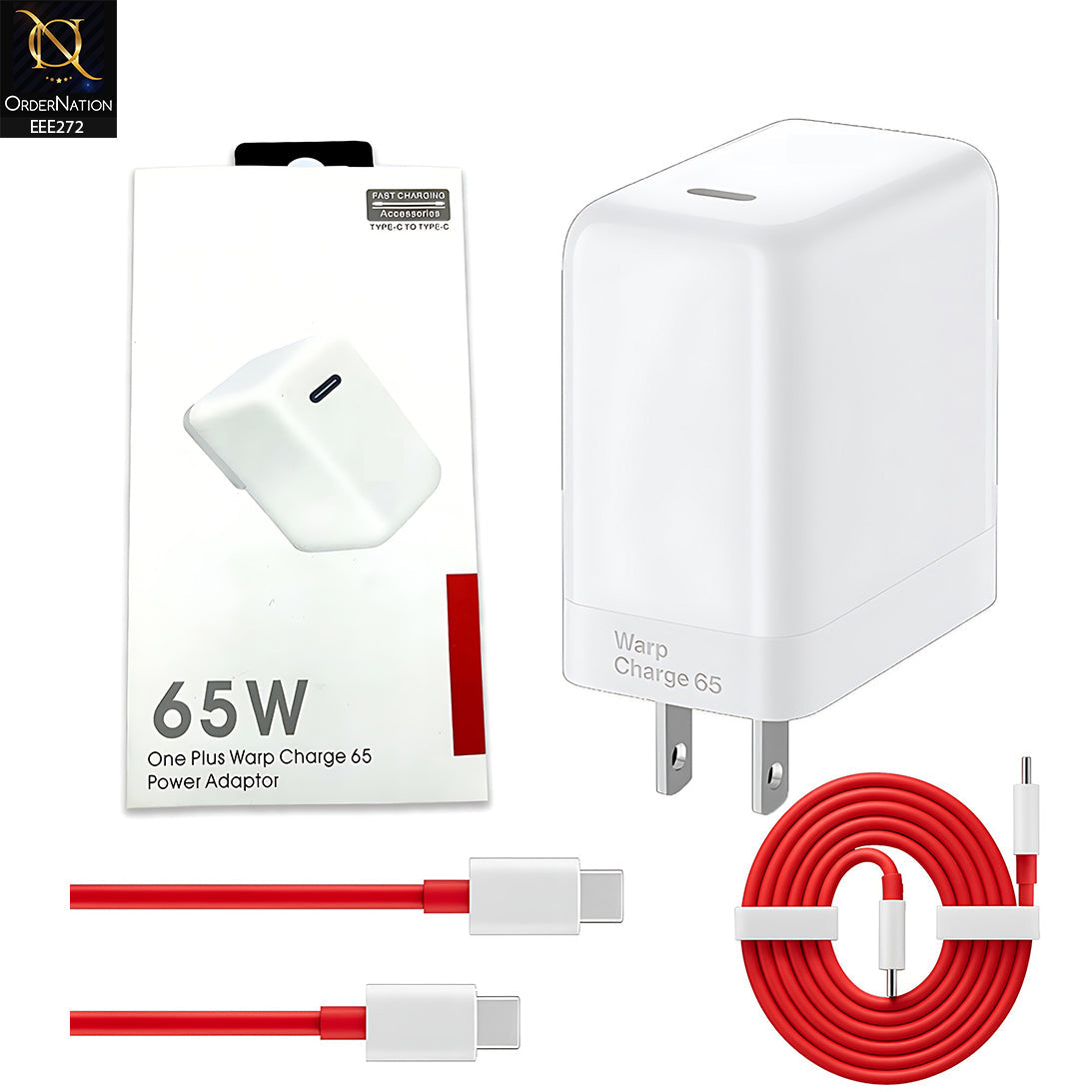 Oneplus Warp Charger 65 W Power Adapter US Usb C-Type Cable Warp Charger 65w Fast Charger OnePlus Models- White