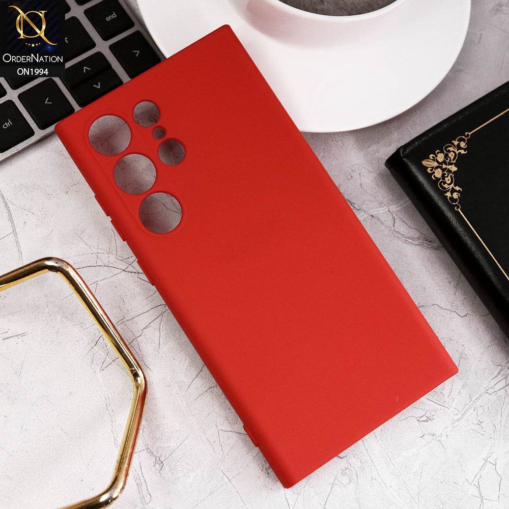 Samsung Galaxy S24 Ultra Cover - Red - Matte Shockproof Sillica Gel Soft Case