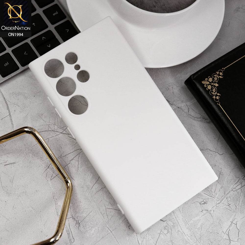 Samsung Galaxy S24 Ultra Cover - White - Matte Shockproof Sillica Gel Soft Case