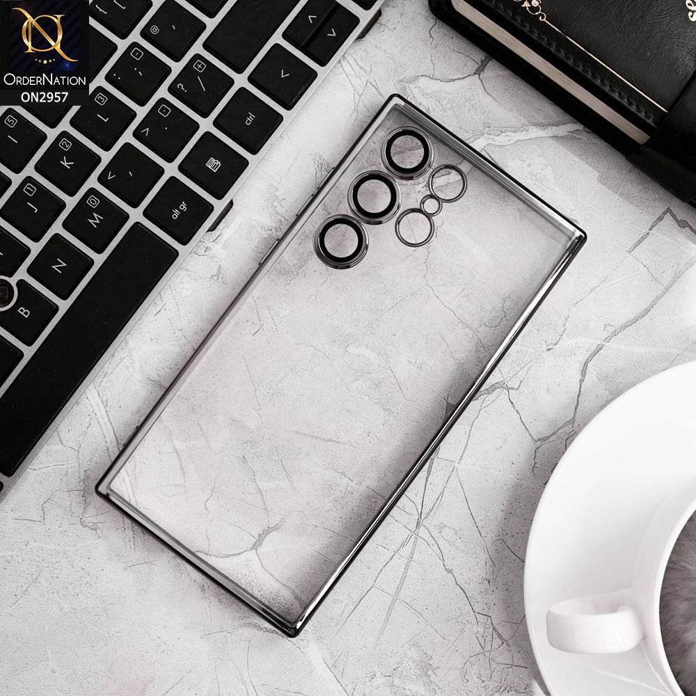 Samsung Galaxy S24 Ultra - Silver - J-Case Soft Color Borders Camera Protection Clear Back Case