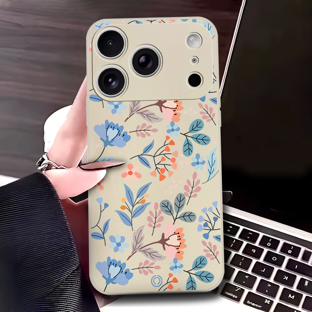 iPhone 17 Pro Max Cover - Off White - D1 - ONation Floral Series - HQ Liquid Silicone Soft Case