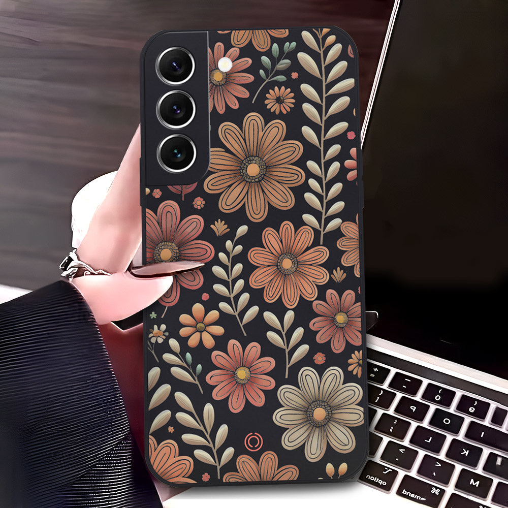 Samsung Galaxy S22 Plus 5G Cover - Black - D4 - ONation Floral Series - HQ Liquid Silicone Soft Case (Fast Delivery)