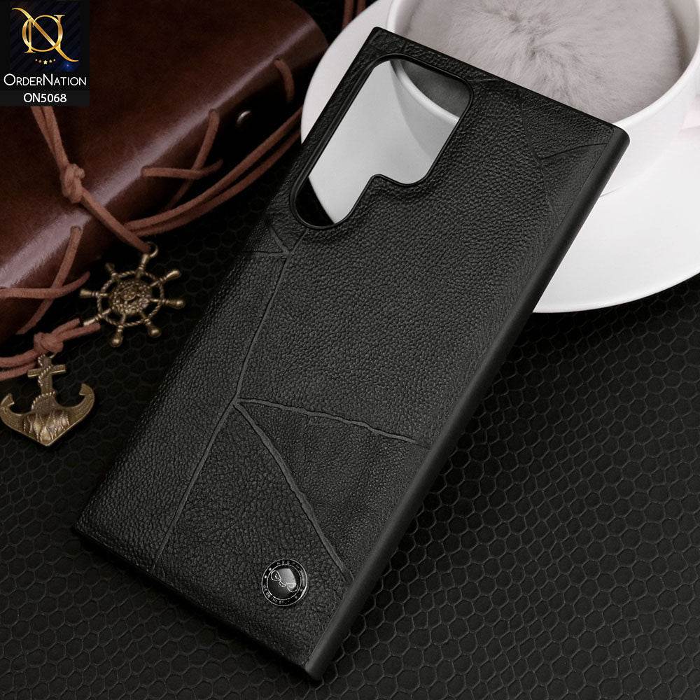 Samsung Galaxy S24 Ultra Cover - Black - Keephone Premium Leather Textured Soft Protective Case
