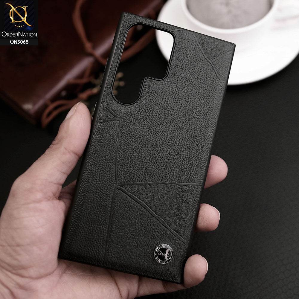 Samsung Galaxy S24 Ultra Cover - Black - Keephone Premium Leather Textured Soft Protective Case