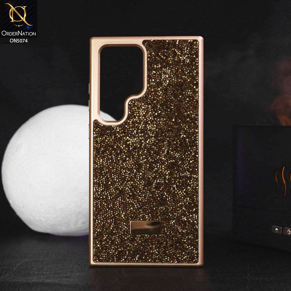 Samsung Galaxy S24 Ultra Cover - Dark Gold - Luxury Bling Rhinestones Diamond shiny Glitter Soft TPU Case