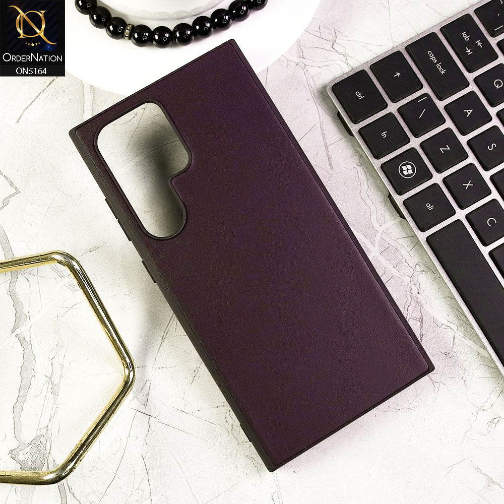 Samsung Galaxy S24 Ultra Cover - Purple - Luxurey Soft Silicon and TPU Leather Case