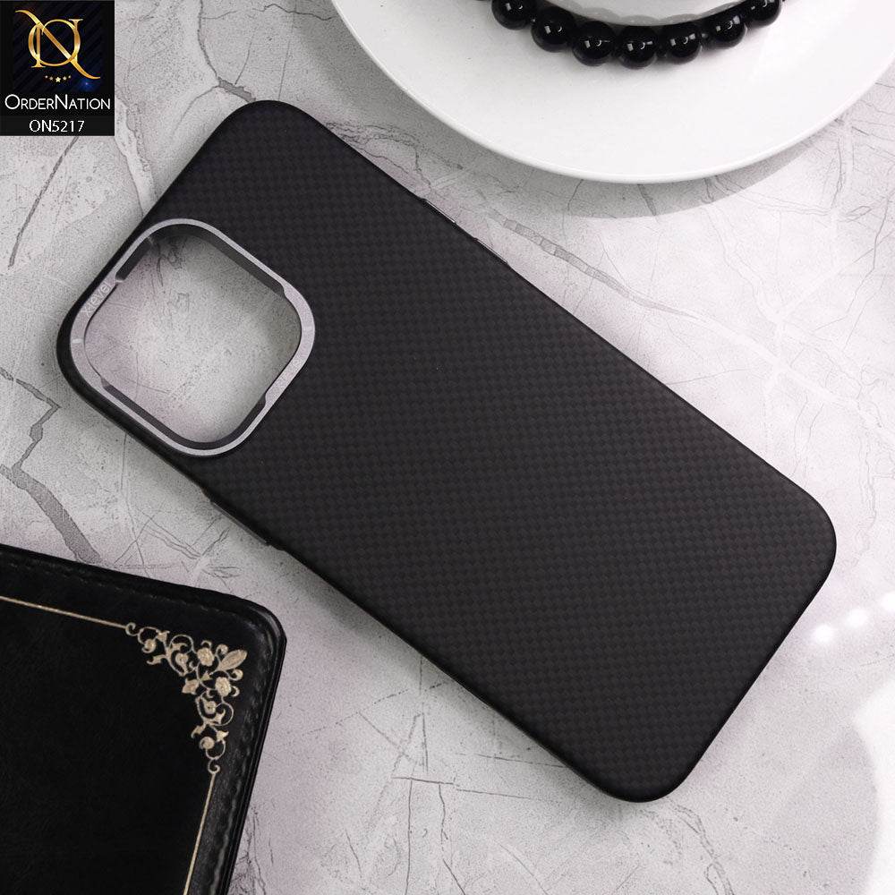 iPhone 16 Pro Max Cover - Black - X-Level Carbon Fiber Texture Ultra Thin Shell Case With Metal Camera Ring Borders
