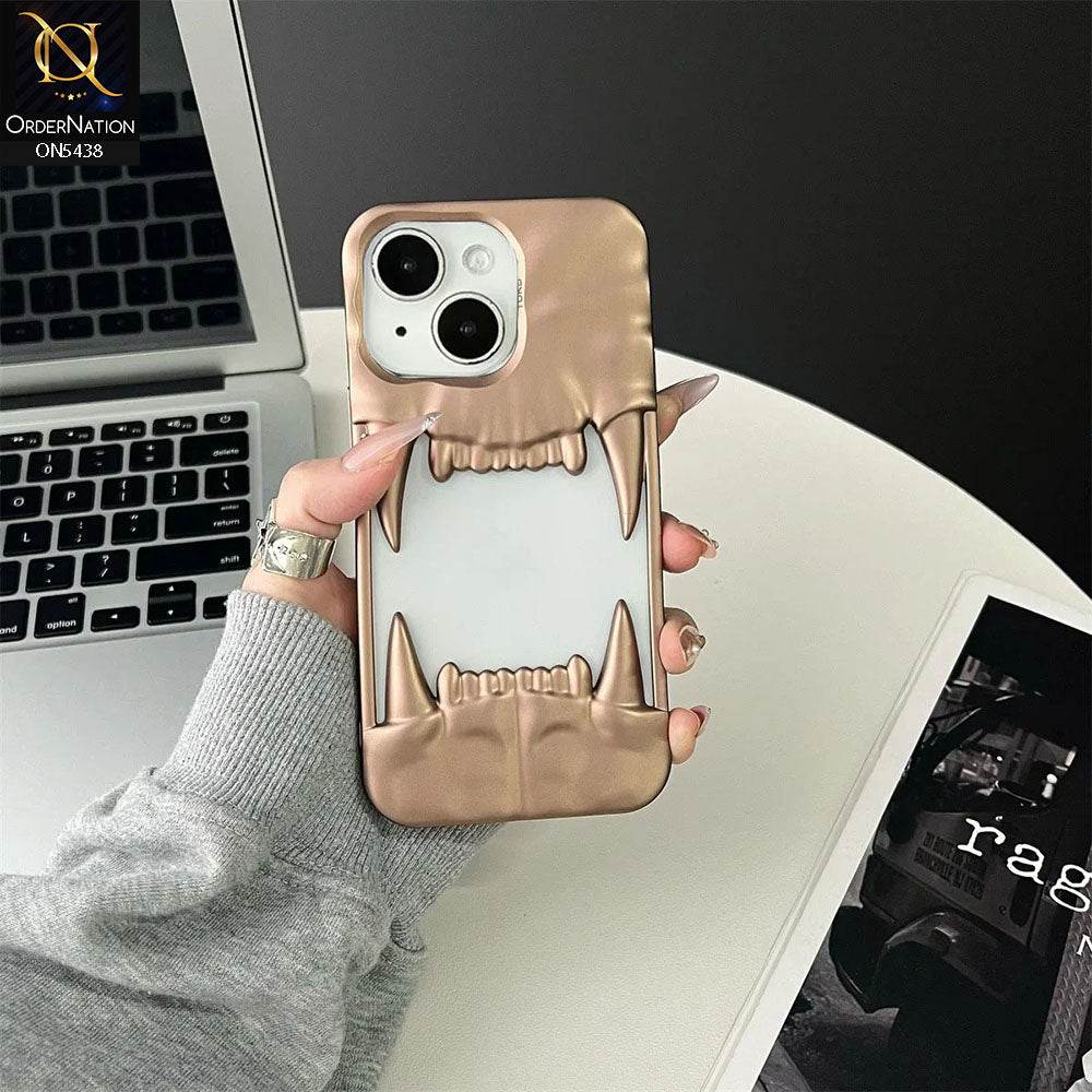 iPhone 13 Cover - Golden - Unique 3D Animal Fang Soft Case