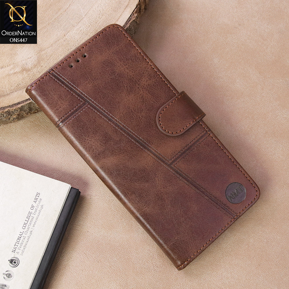 iPhone 17 Pro Max Cover - Dark Brown - Premium Leather Megantic Flip Book Covers With Card Holding Option