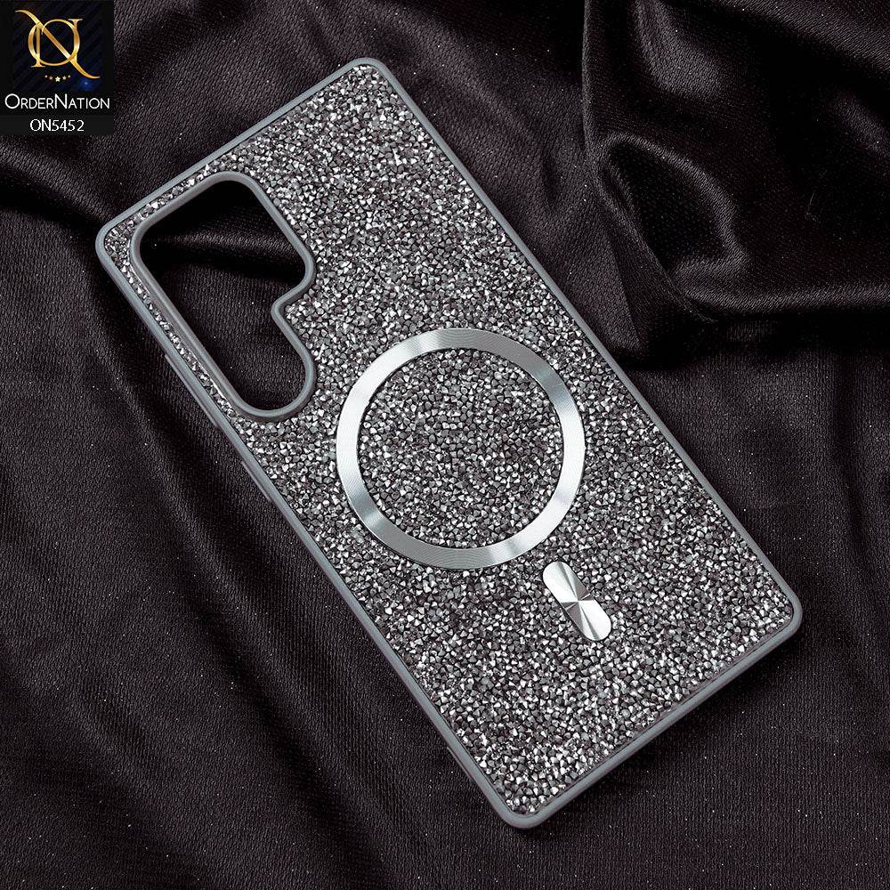 Samsung Galaxy S25 Ultra Cover - Titanium Gray - Luxury Bling Crystalline Rhinestones Shiny Glitter Magsafe Soft Borders Case