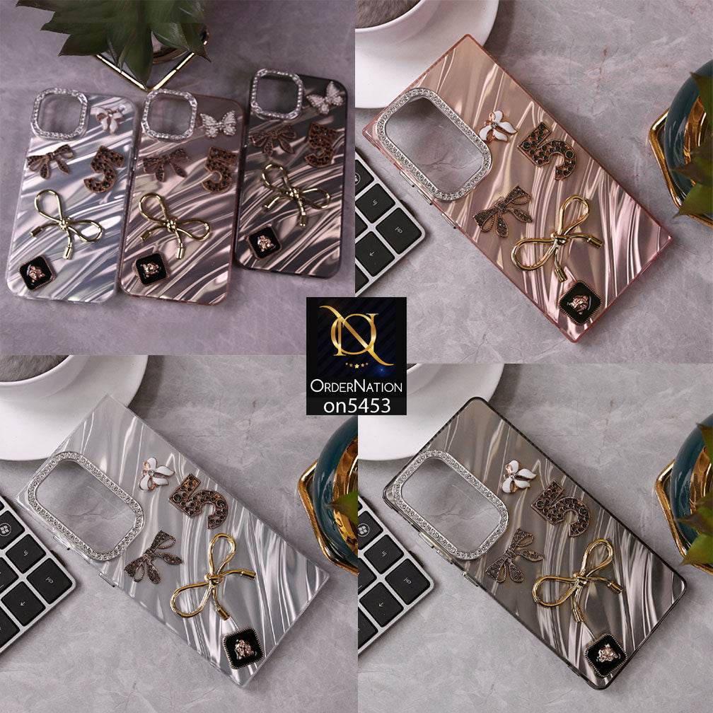 Samsung Galaxy S25 Ultra Cover - Rose Gold - Elegant Bow Knot Rhinestones Camera Ring Dream Waves Color-Plated Protective Soft Borders Case