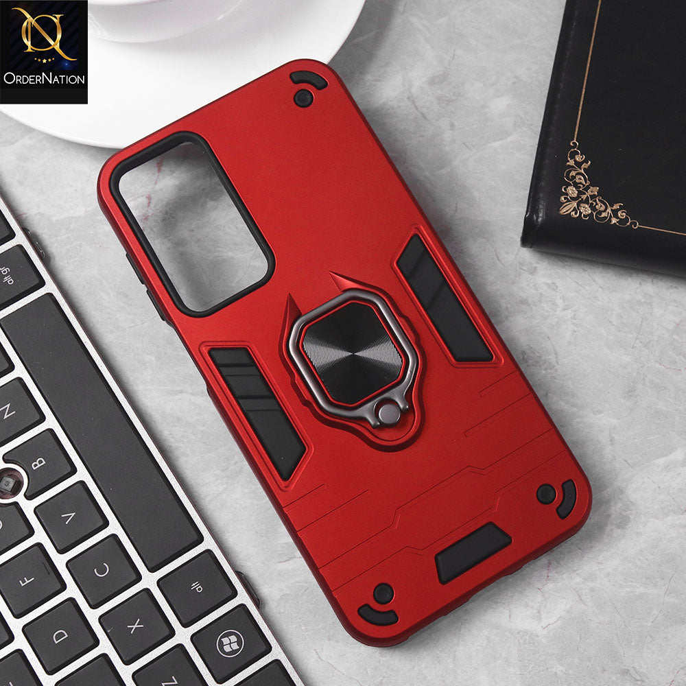 Samsung Galaxy A16 Cover - Red - New Dual PC + TPU Hybrid Style Protective Soft Border Case With Kickstand Holder