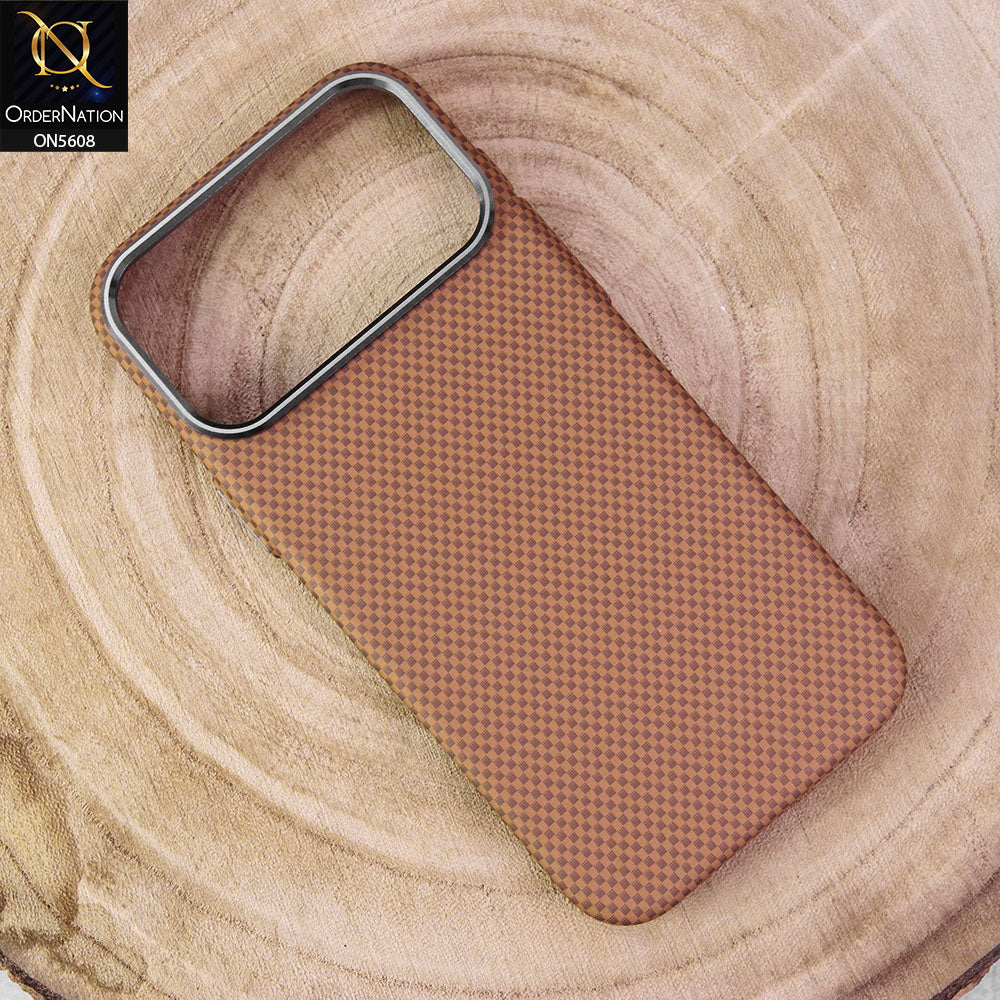 iPhone 17 Pro Max Cover - Design3 - Premium Piblue Carbon Fiber Texture Ultra Thin Shell Case With Metal Camera Ring Borders