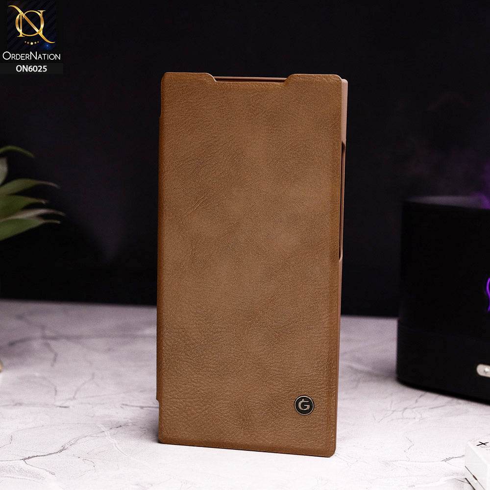Samsung Galaxy S24 Ultra Cover - Brown - G-Case Business Series Premium PU Leather Flip Book Card Slot Case