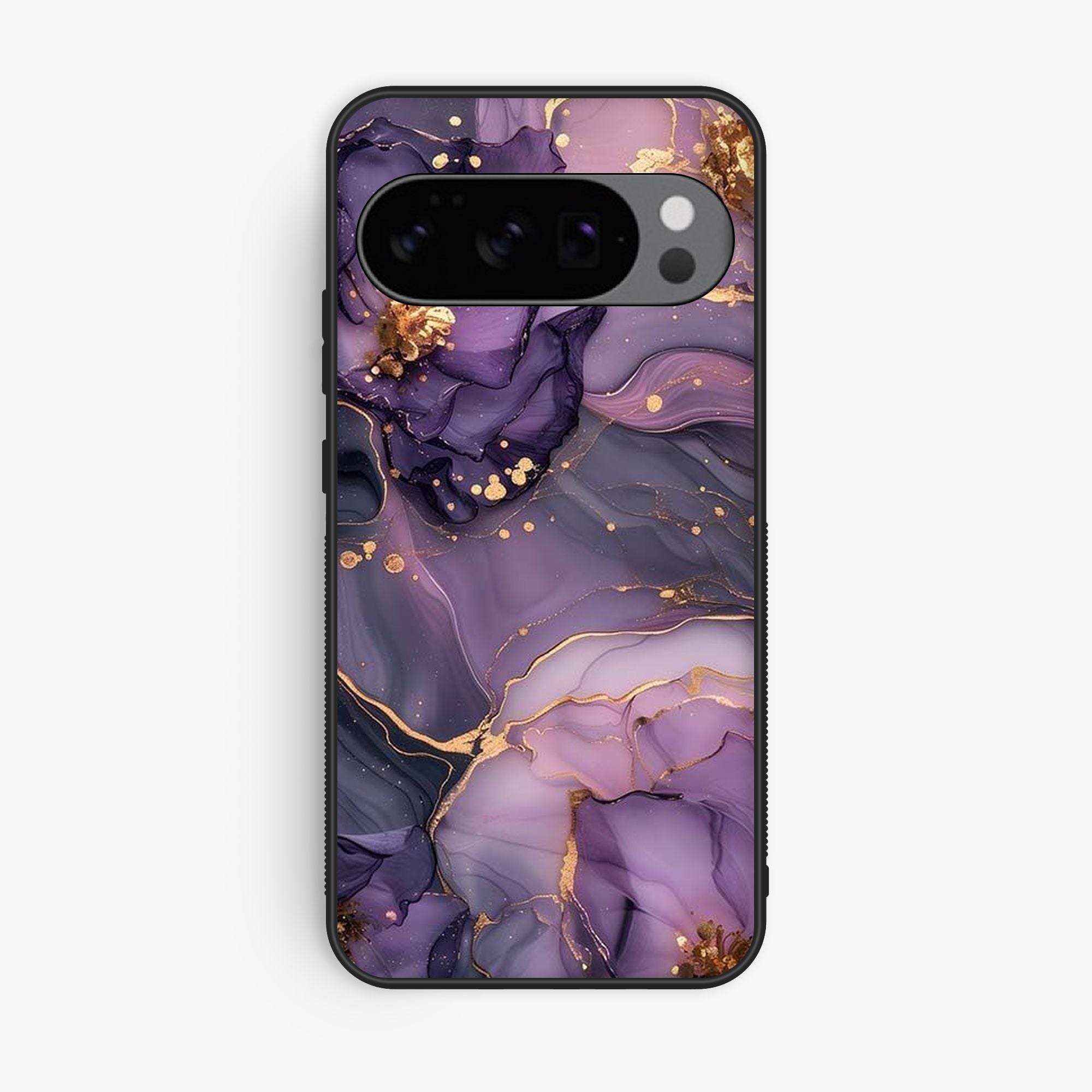 Google Pixel 10 Pro Purple And Gold Marble Wallpaper - Premium Metal Printed Soft Bumper Shock Proof Case