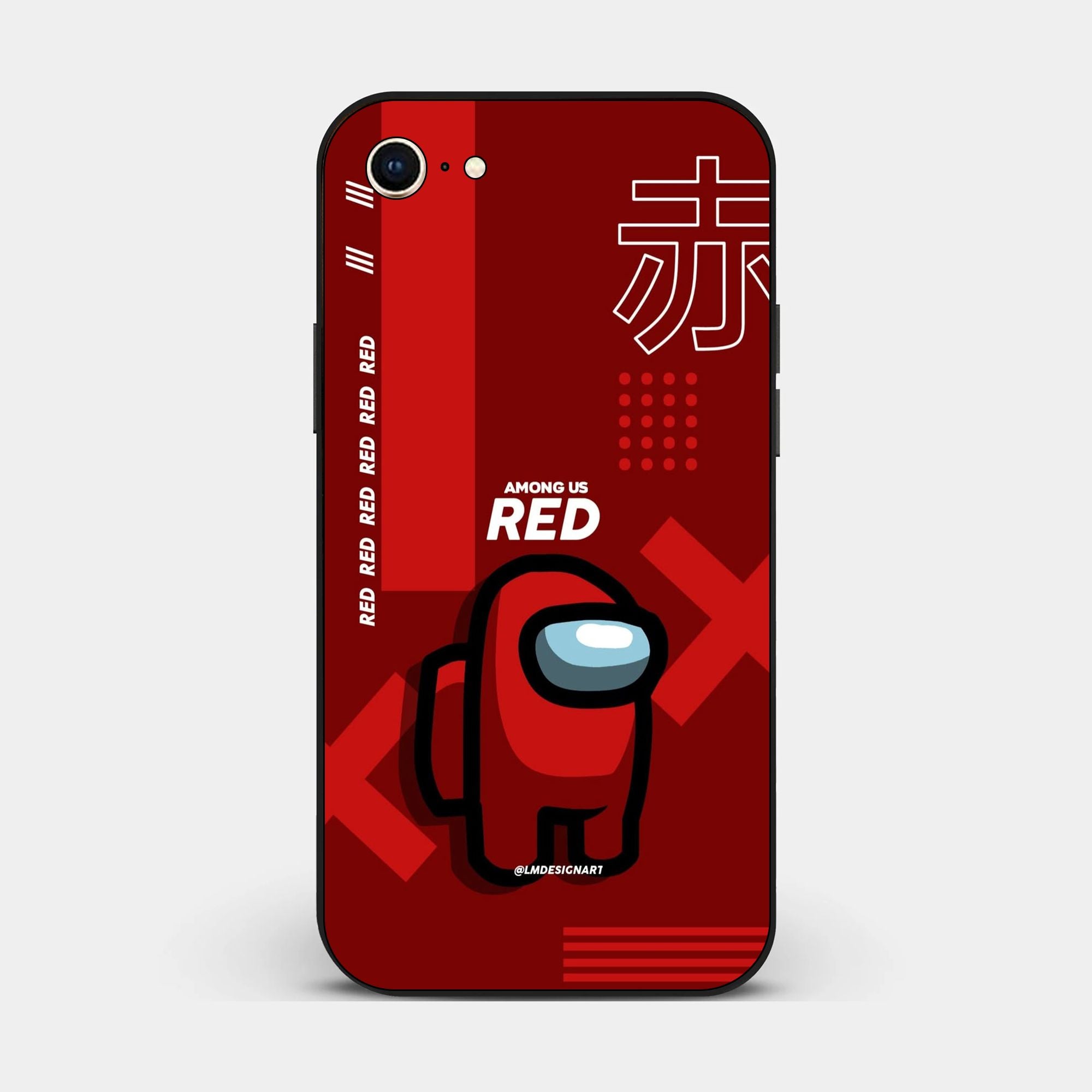 iPhone 8 - A Red Robot With Background - Premium Glossy Phone Case