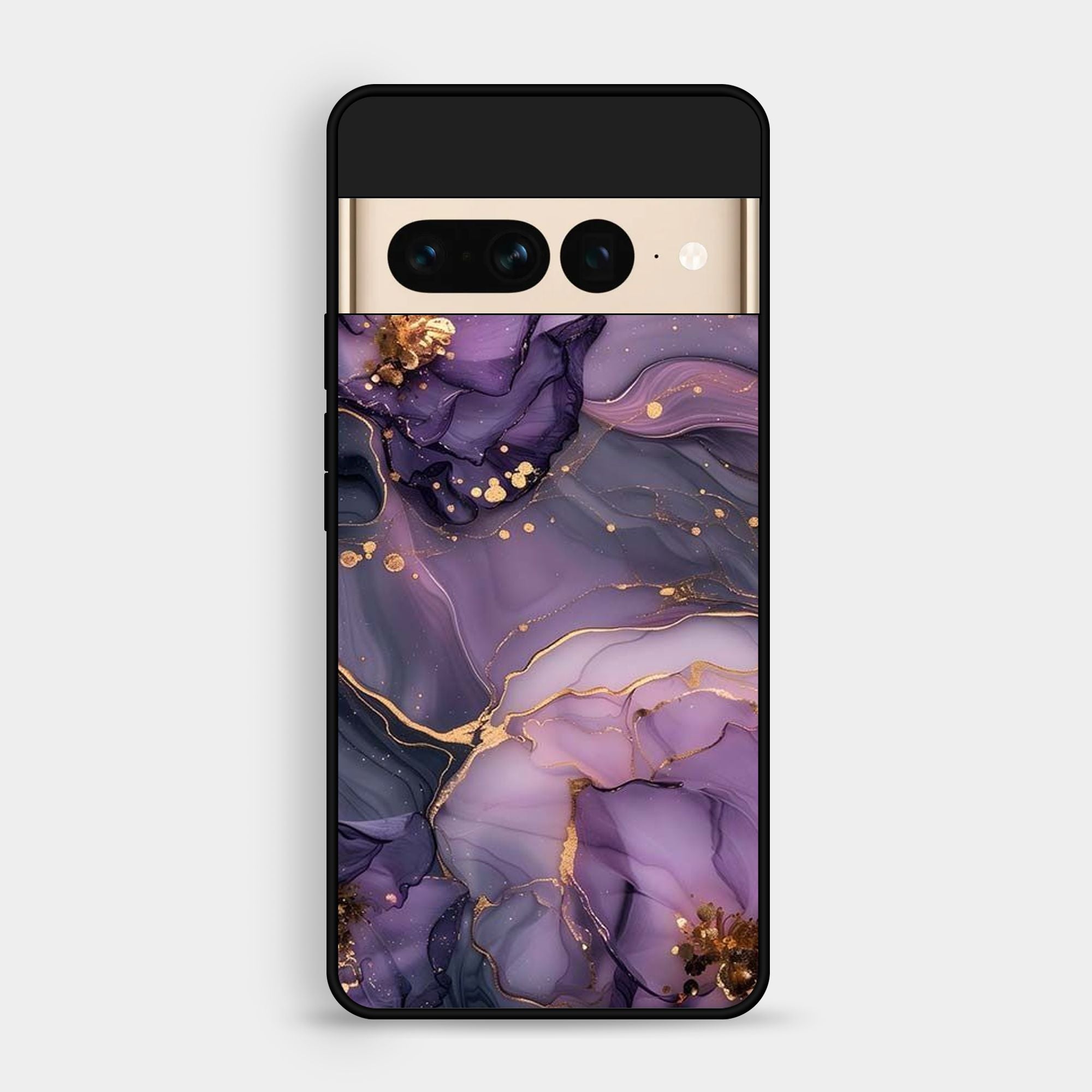 Google Pixel 7 Pro Purple And Gold Marble Wallpaper - Premium Metal Printed Soft Bumper Shock Proof Case