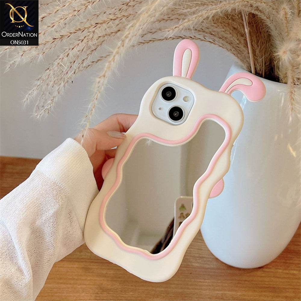 iPhone 13 Cover - Pink - 360-Degree Protection Cute Cartoon Bunny Mirror Soft Silicone Case - Futurestore.pk