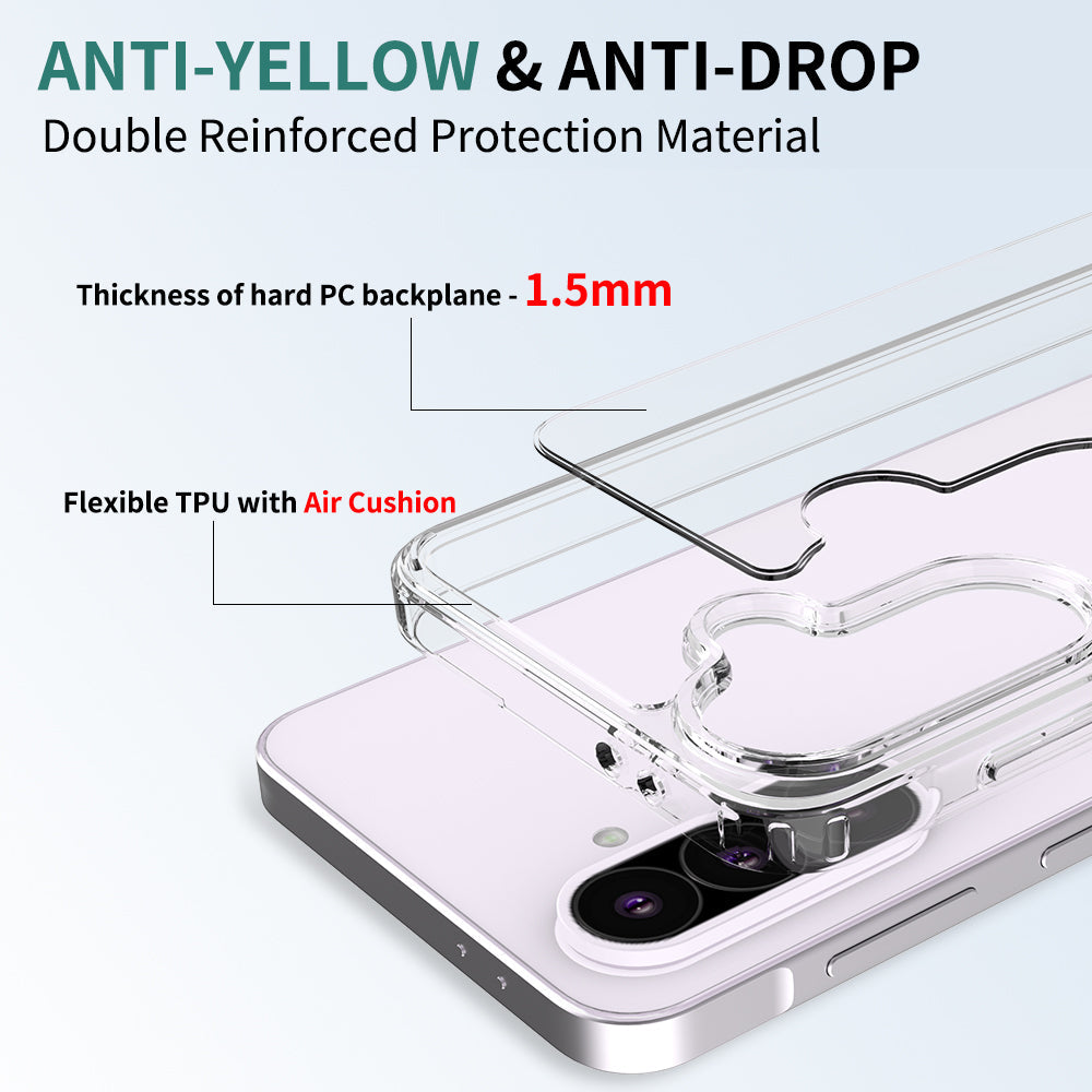 Samsung Galaxy A56 Cover - Transparent - ONation Crystal Series - Premium Quality Clear Case No Yellowing Back With Smart Shockproof Cushions