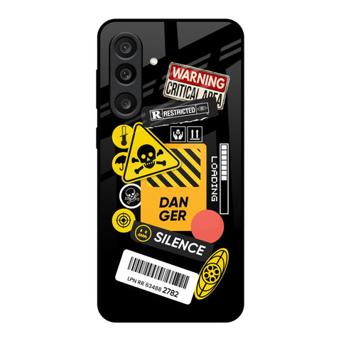 Danger Signs Glass Case for Samsung Galaxy M56 5G
