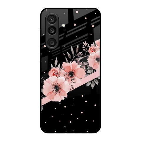 Floral Black Band Glass Case For Samsung Galaxy M56 5G