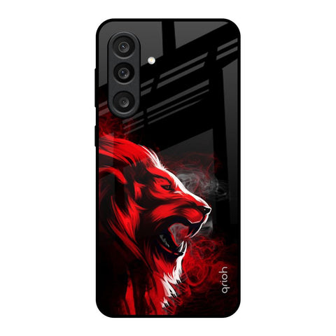 Red Angry Lion Glass Case for Samsung Galaxy M56 5G