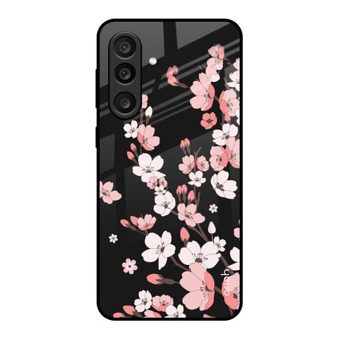Black Cherry Blossom Glass Case for Samsung Galaxy M56 5G