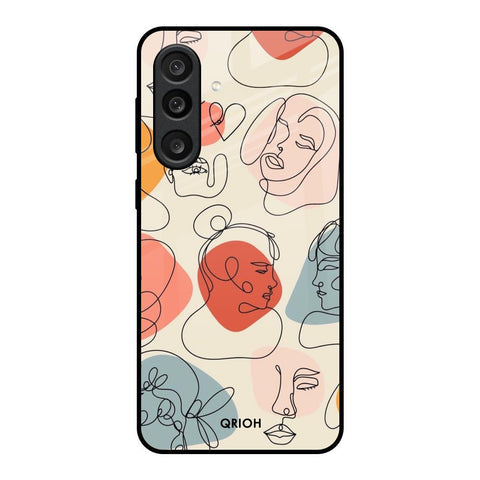 Abstract Faces Glass Case for Samsung Galaxy M56 5G