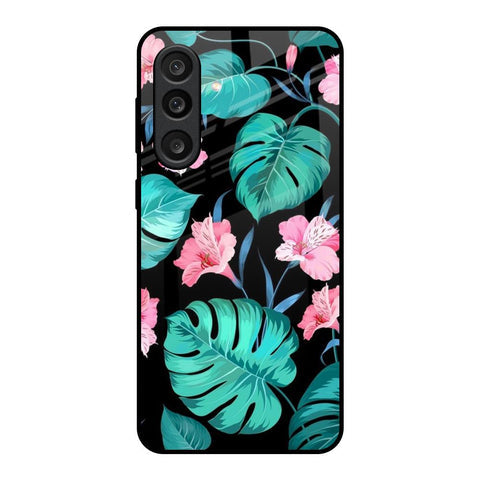 Tropical Leaves & Pink Flowers Glass Case for Samsung Galaxy M56 5G