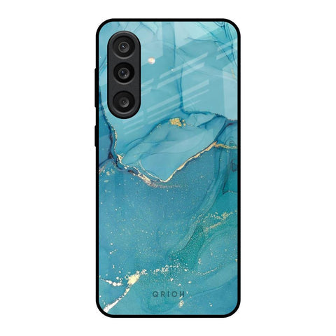 Blue Golden Glitter Glass Case for Samsung Galaxy M56 5G