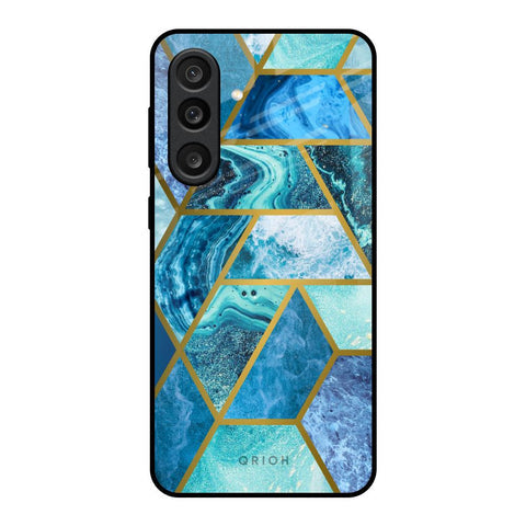 Turquoise Geometrical Marble Glass Case for Samsung Galaxy M56 5G