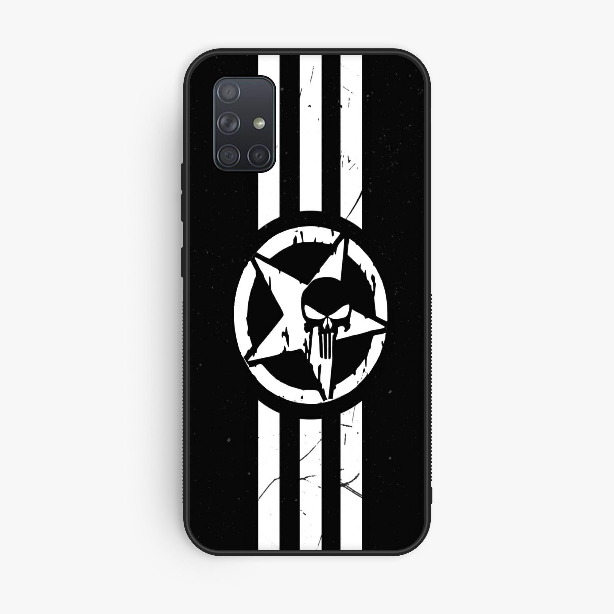 Samsung Galaxy A71 The Punish Logo Premium Metal Printed Soft Bumper Shock Proof Case