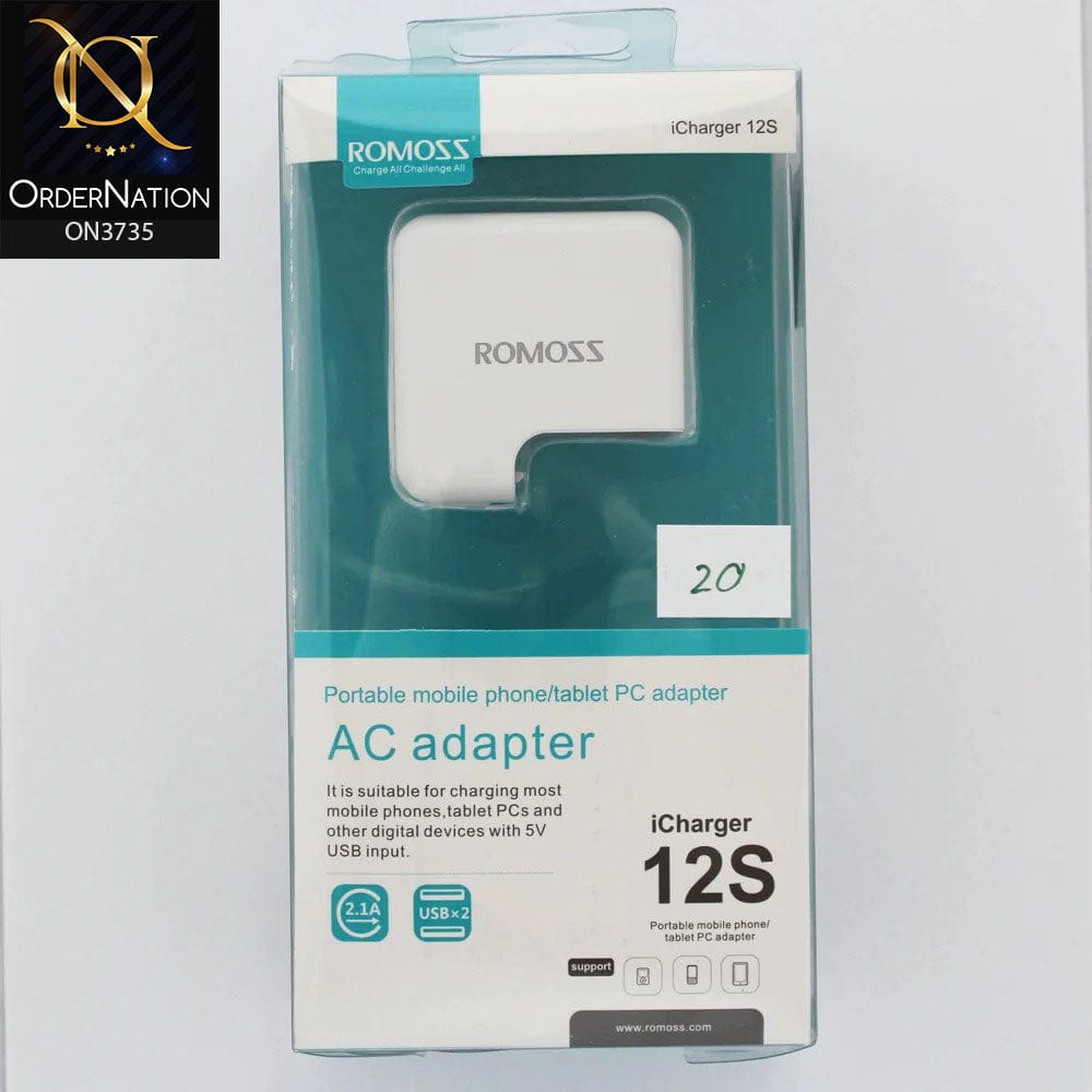 White - ROMOSS iCharger 12S double USB wall charger
