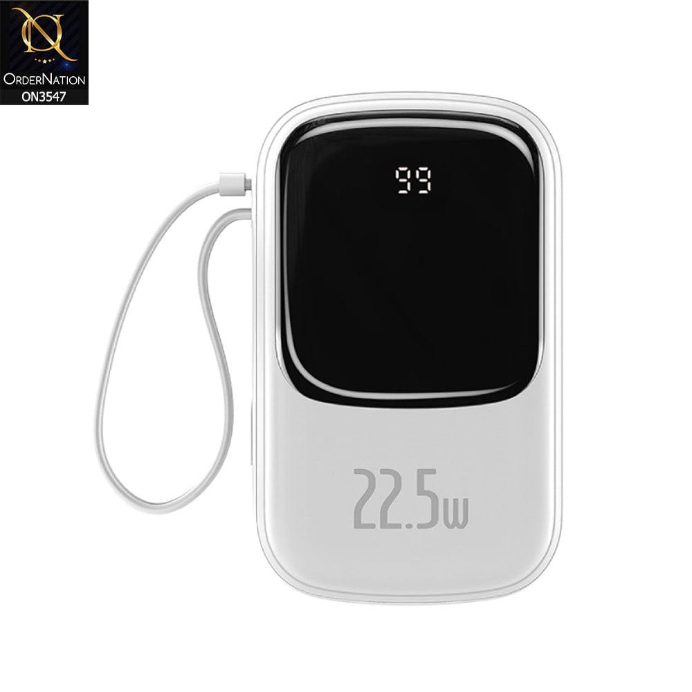 Baseus Qpow Pro Digital Display 22.5W 10,000mah TypeC Cable - White